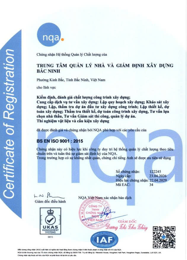 Trung tâm Quản lý nhà và Giám định xây dựng công bố chứng nhận hệ thống quản lý lượng